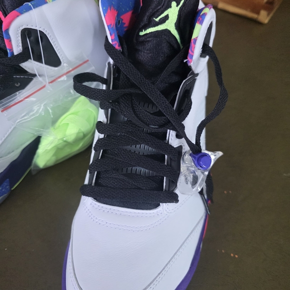 Bel-Air Jordan 5's - White, Purple, Neon Green - Picture 2 of 7